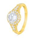 Sterling Silver 925 Ring Golden Plated Embedded With White Zircon