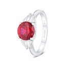 Sterling Silver 925 Ring Rhodium Plated Embedded With Ruby Corundum 