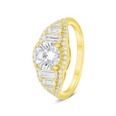 Sterling Silver 925 Ring Golden Plated Embedded With White Zircon