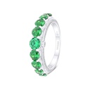 Sterling Silver 925 Ring Rhodium Plated Embedded With Emerald Zircon And White Zircon