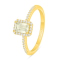 Sterling Silver 925 Ring Golden Plated Embedded With Yellow Diamond And White Zircon