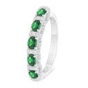 Sterling Silver 925 Ring Rhodium Plated Embedded With Emerald Zircon And White Zircon