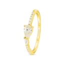 Sterling Silver 925 Ring Golden Plated Embedded With Yellow Diamond And White Zircon