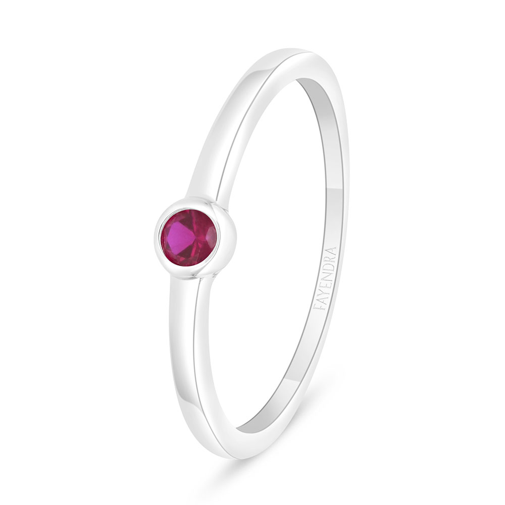 Sterling Silver 925 Ring Rhodium Plated Embedded With Ruby Corundum