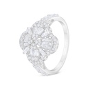 Sterling Silver 925 Ring Rhodium Plated Embedded With White Zircon