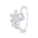 Sterling Silver 925 Ring Rhodium Plated Embedded With White Zircon