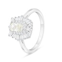 Sterling Silver 925 Ring Rhodium Plated Embedded With Yellow Diamond And White Zircon