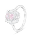 Sterling Silver 925 Ring Rhodium Plated Embedded With Pink Zircon And White Zircon