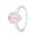 Sterling Silver 925 Ring Rhodium Plated Embedded With Pink Zircon And White Zircon