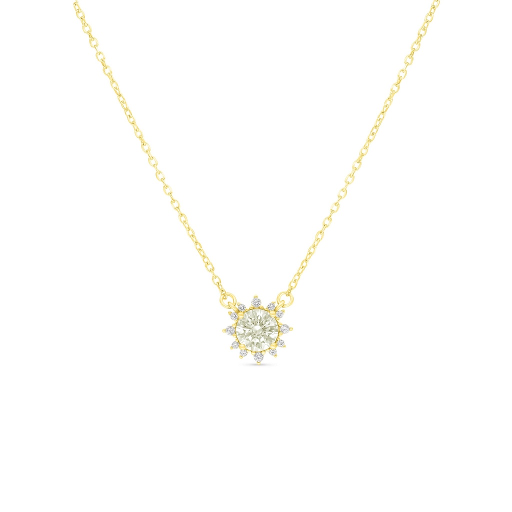Sterling Silver 925 Necklace Golden Plated Embedded With Yellow Diamond And White Zircon