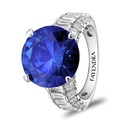 Sterling Silver 925 Ring Rhodium Plated Embedded With Sapphire Corundum And White Zircon