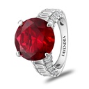 Sterling Silver 925 Ring Rhodium Plated Embedded With Ruby Corundum And White Zircon