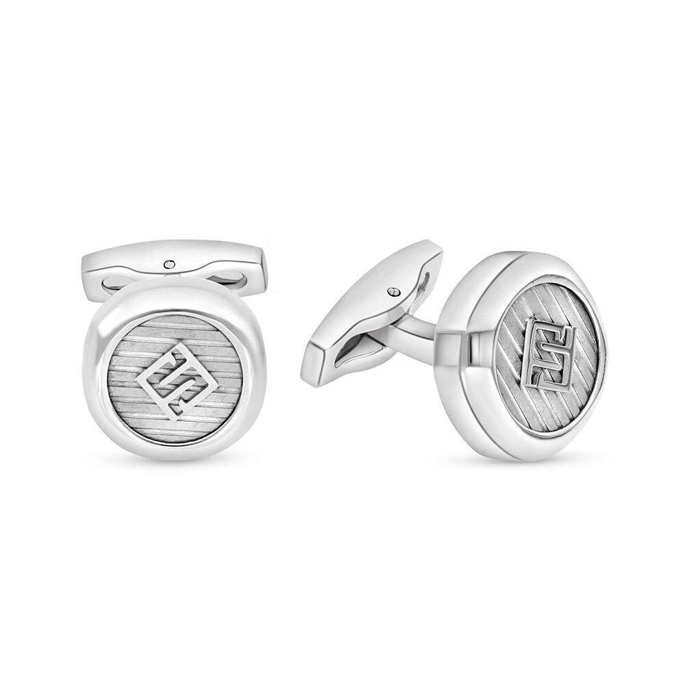 Stainless Steel Cufflink 316L Silver Plated With LOGO