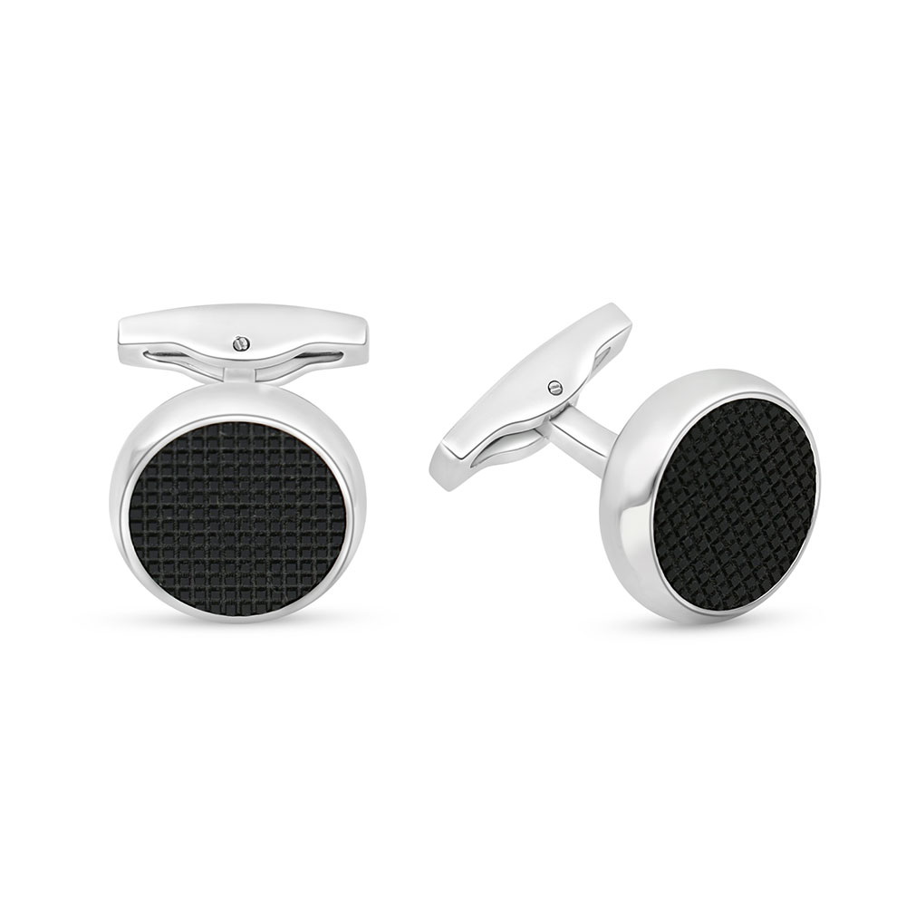 Stainless Steel Cufflink 316L Silver And Black Plated With LOGO