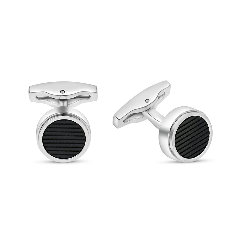 Stainless Steel Cufflink 316L Silver And Black Plated