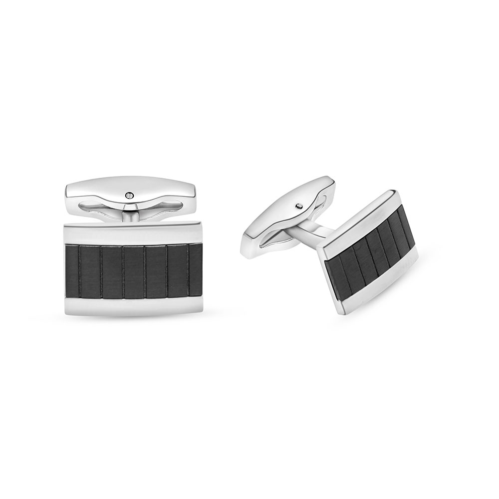 Stainless Steel Cufflink 316L Silver And Black Plated 