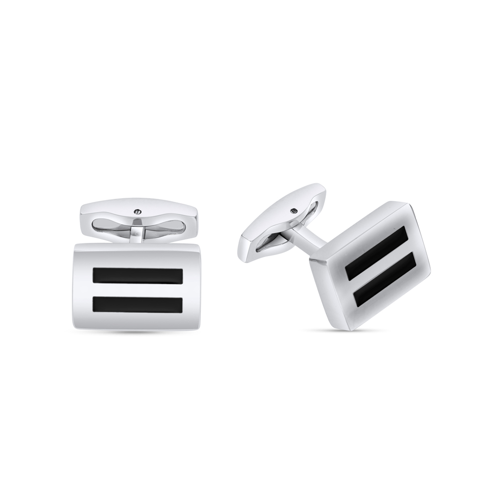 Stainless Steel Cufflink 316L Silver And Black Plated 