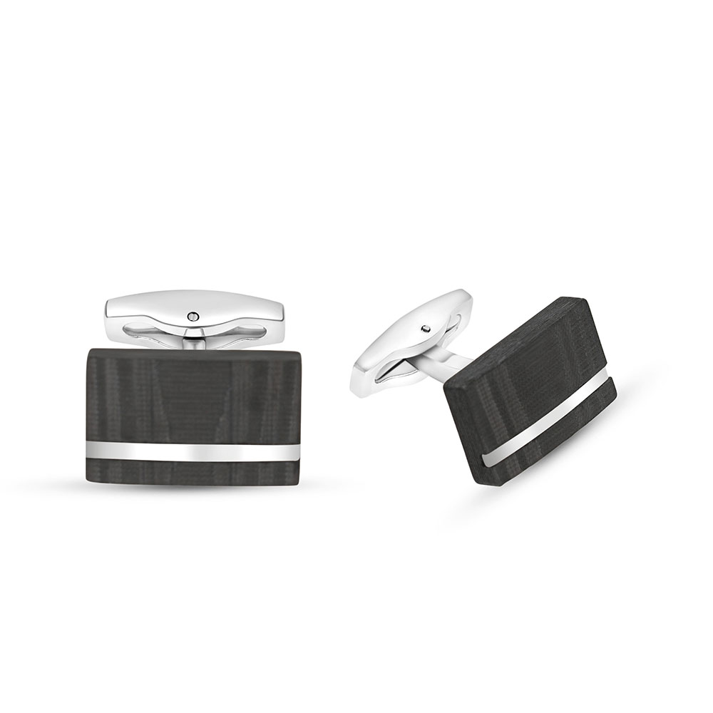 Stainless Steel Cufflink 316L Silver And Black Plated 