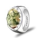 Sterling Silver 925 Ring Rhodium Plated Embedded With Royolite