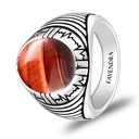 Sterling Silver 925 Ring Rhodium Plated Embedded With RED TIGER EYE