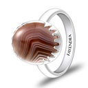 Sterling Silver 925 Ring Rhodium Plated Embedded With BOTSWANA AGATE