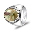 Sterling Silver 925 Ring Rhodium Plated Embedded With Royolite