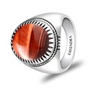 Sterling Silver 925 Ring Rhodium Plated Embedded With RED TIGER EYE