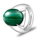 Sterling Silver 925 Ring Rhodium Plated Embedded With Malachite