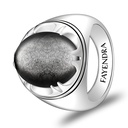 Sterling Silver 925 Ring Rhodium Plated Embedded With SILVER OBSIDIAN