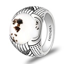 Sterling Silver 925 Ring Rhodium Plated Embedded With NATURAL AGATE