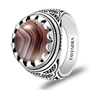 Sterling Silver 925 Ring Rhodium Plated Embedded With BOTSWANA AGATE