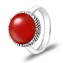 Sterling Silver 925 Ring Rhodium Plated Embedded With Red AGATE