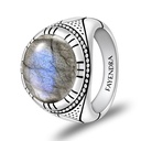 Sterling Silver 925 Ring Rhodium Plated Embedded With LABRADORITE