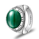 Sterling Silver 925 Ring Rhodium Plated Embedded With Malachite