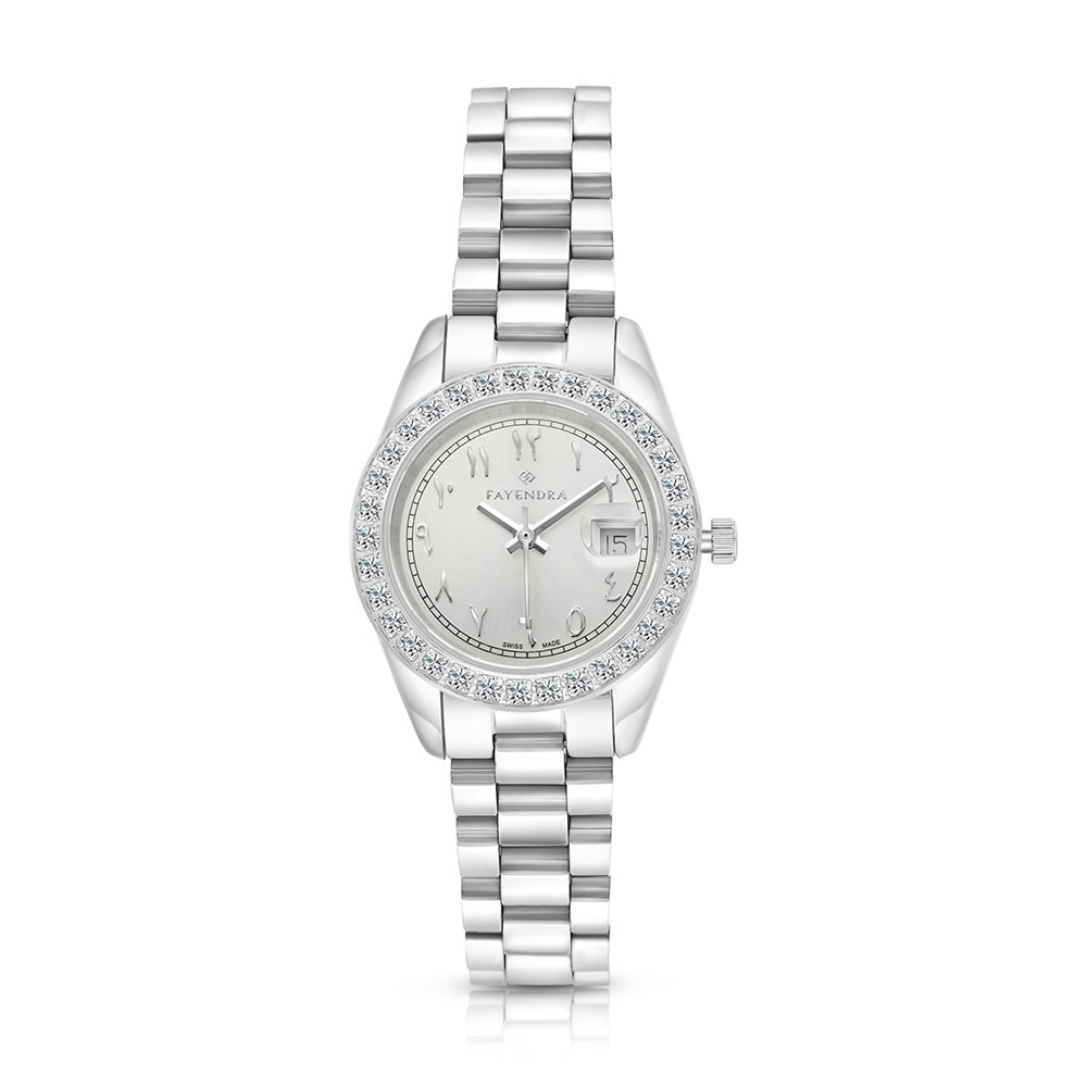 Stainless Steel 316 Watch Embedded With White Zircon - SILVER DIAL