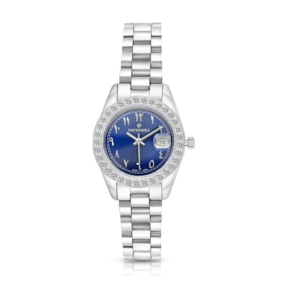 Stainless Steel 316 Watch Embedded With White Zircon - BLUE DIAL