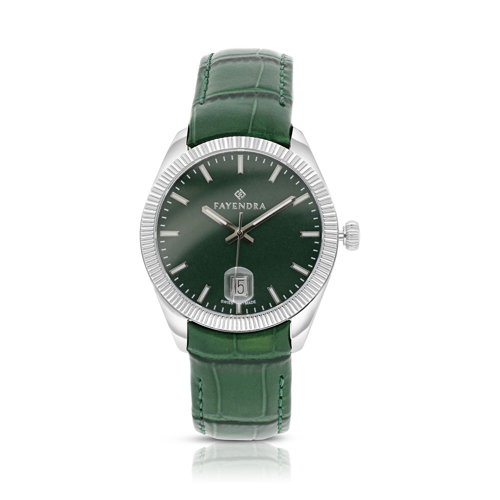 Stainless Steel 316 Watch With Green Leather For Men  - GREEN DIAL