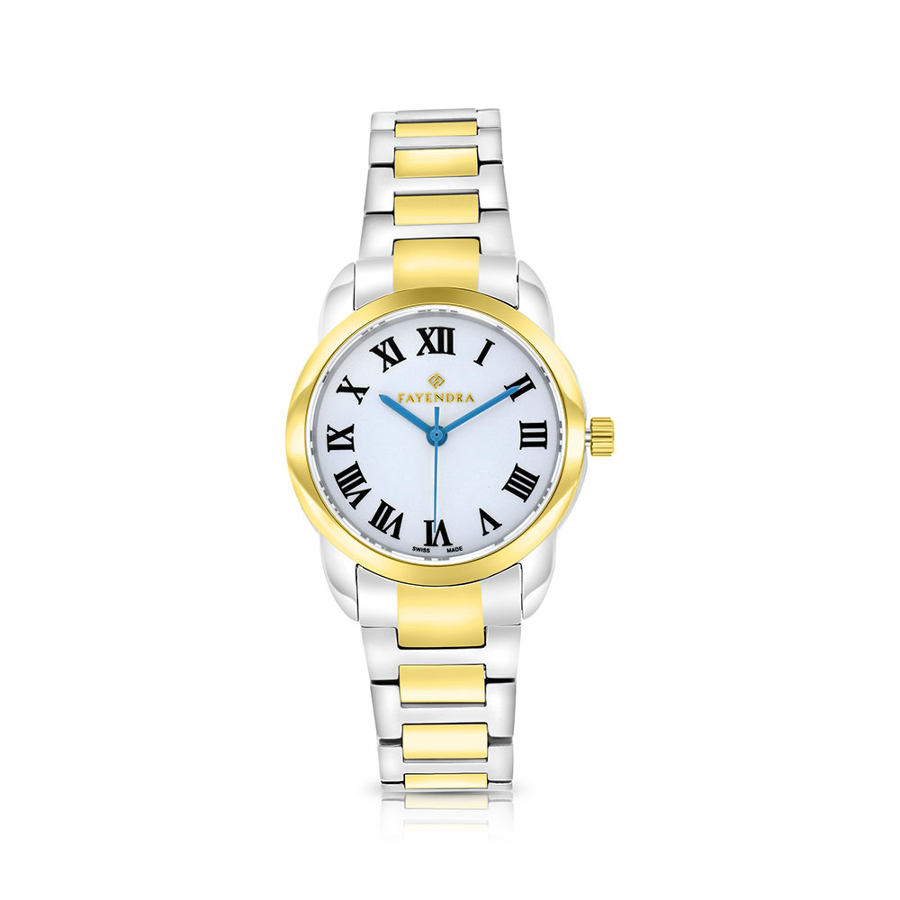 Stainless Steel 316 Watch Steel And Golden Color Embedded With Black Numbers - SILVER DIAL