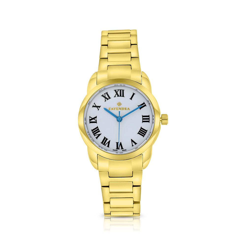 Stainless Steel 316 Watch Golden Color Embedded With Black Numbers - SILVER DIAL