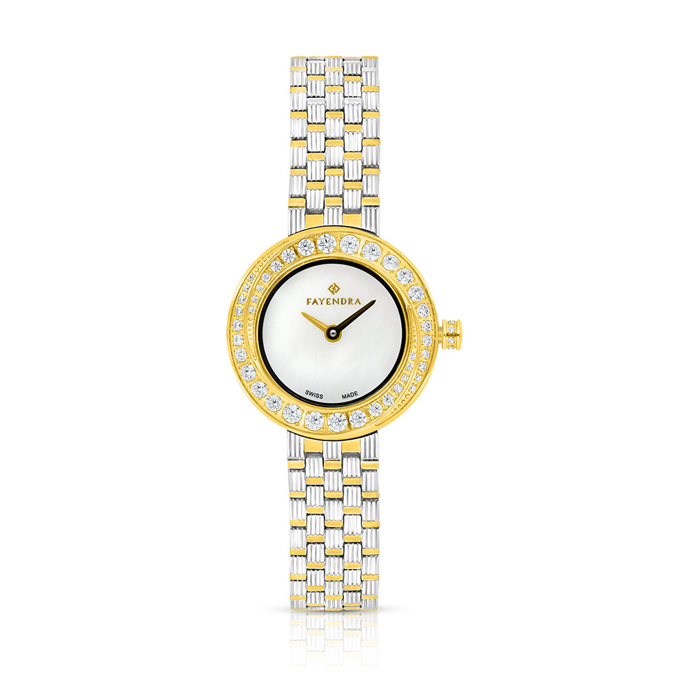 Stainless Steel 316 Watch Steel And Golden Color Embedded With White Zircon - MOP DIAL