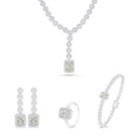 Sterling Silver 925 SET Rhodium Plated Embedded With Yellow Diamond And White Zircon