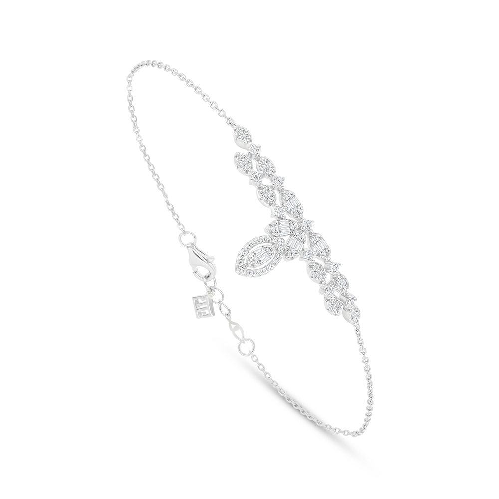 Sterling Silver 925 Bracelet Rhodium Plated Embedded With White Zircon