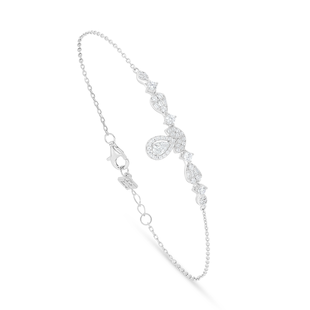 Sterling Silver 925 Bracelet Rhodium Plated Embedded With White Zircon