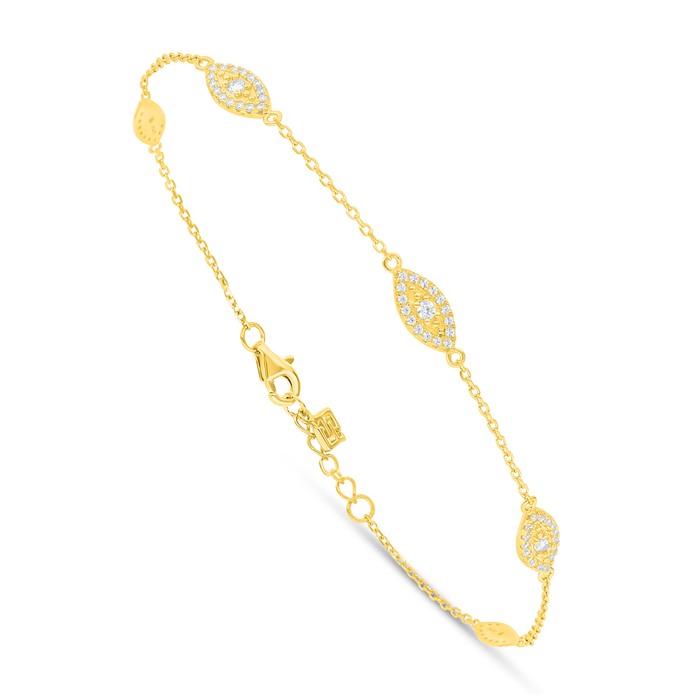 Sterling Silver 925 Bracelet Golden Plated Embedded With White Zircon