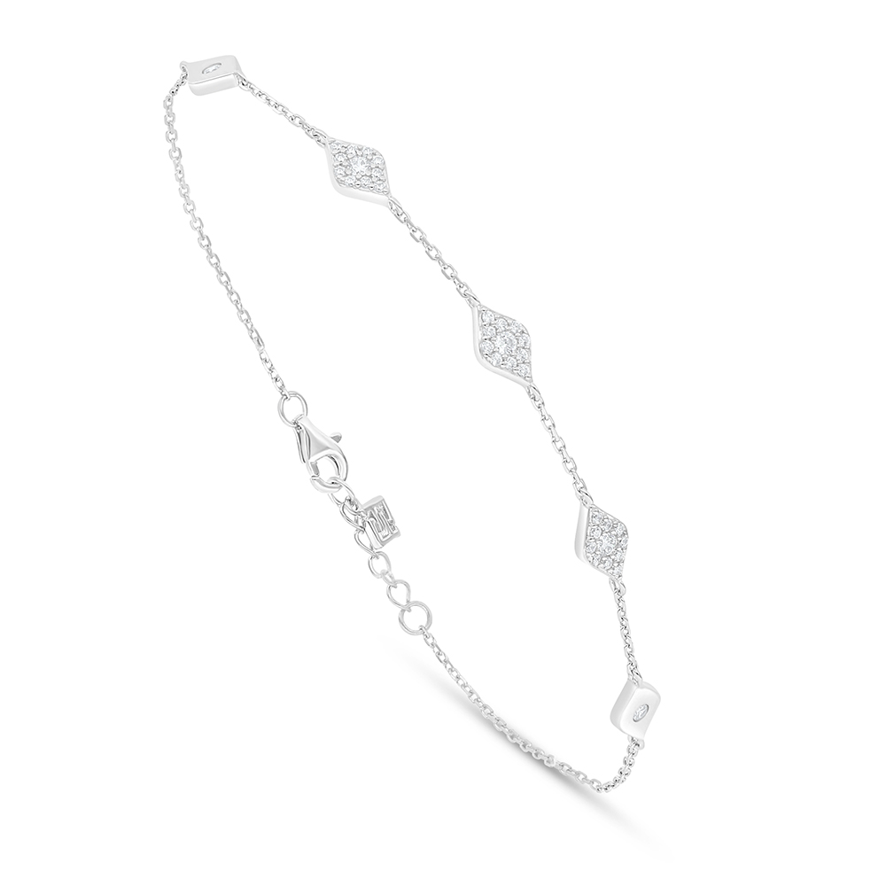 Sterling Silver 925 Bracelet Rhodium Plated Embedded With White Zircon