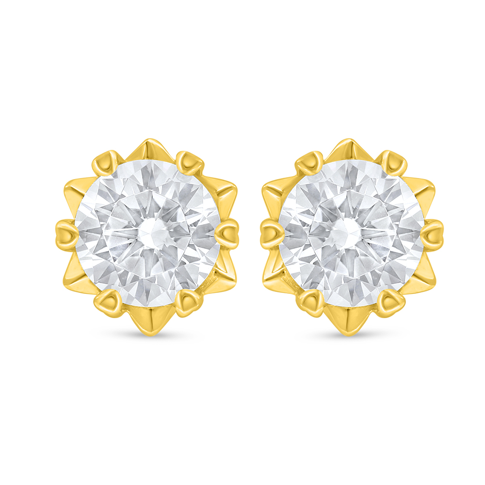 Sterling Silver 925 Earring Golden Plated Embedded With White Zircon