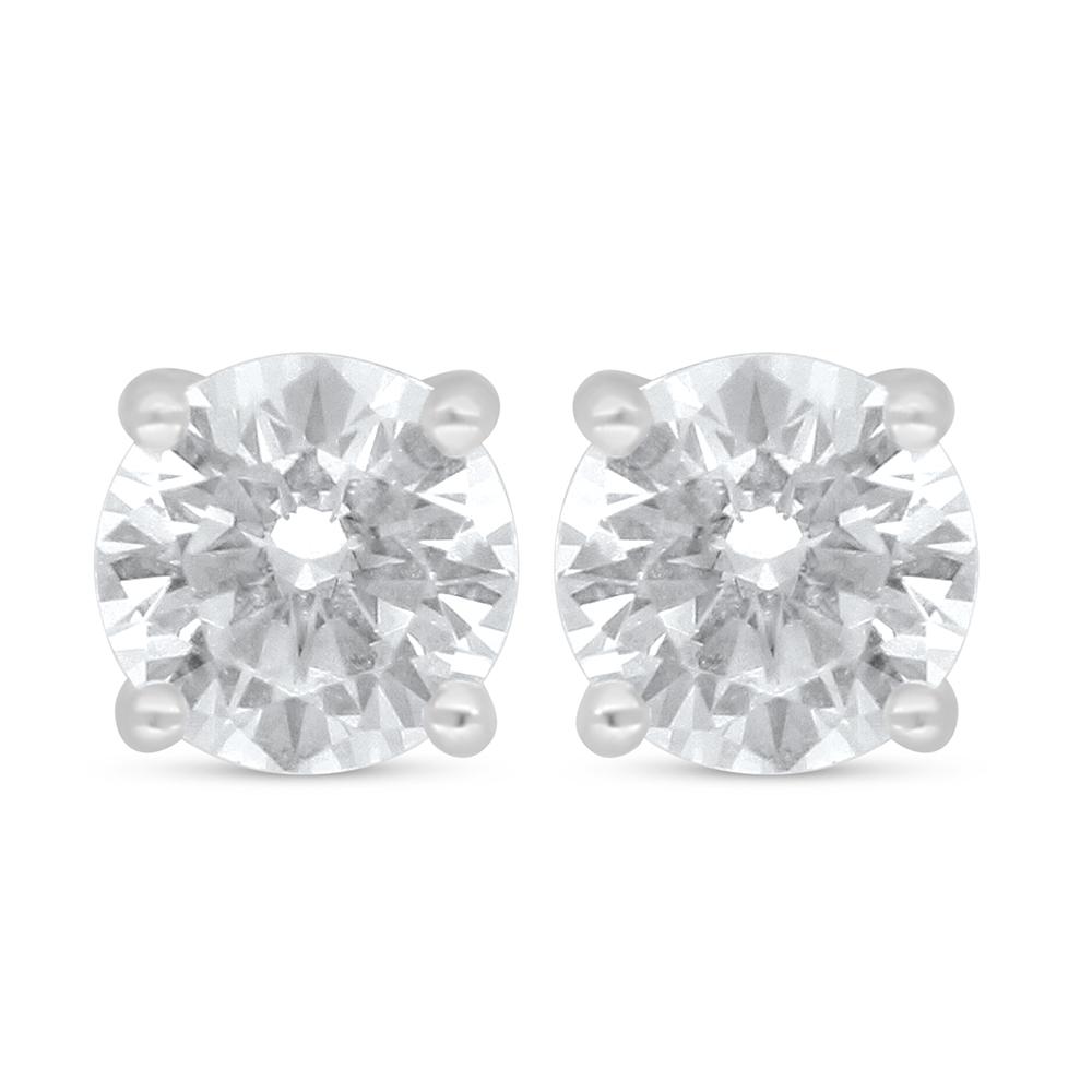 Sterling Silver 925 Earring Rhodium Plated Embedded With White Zircon