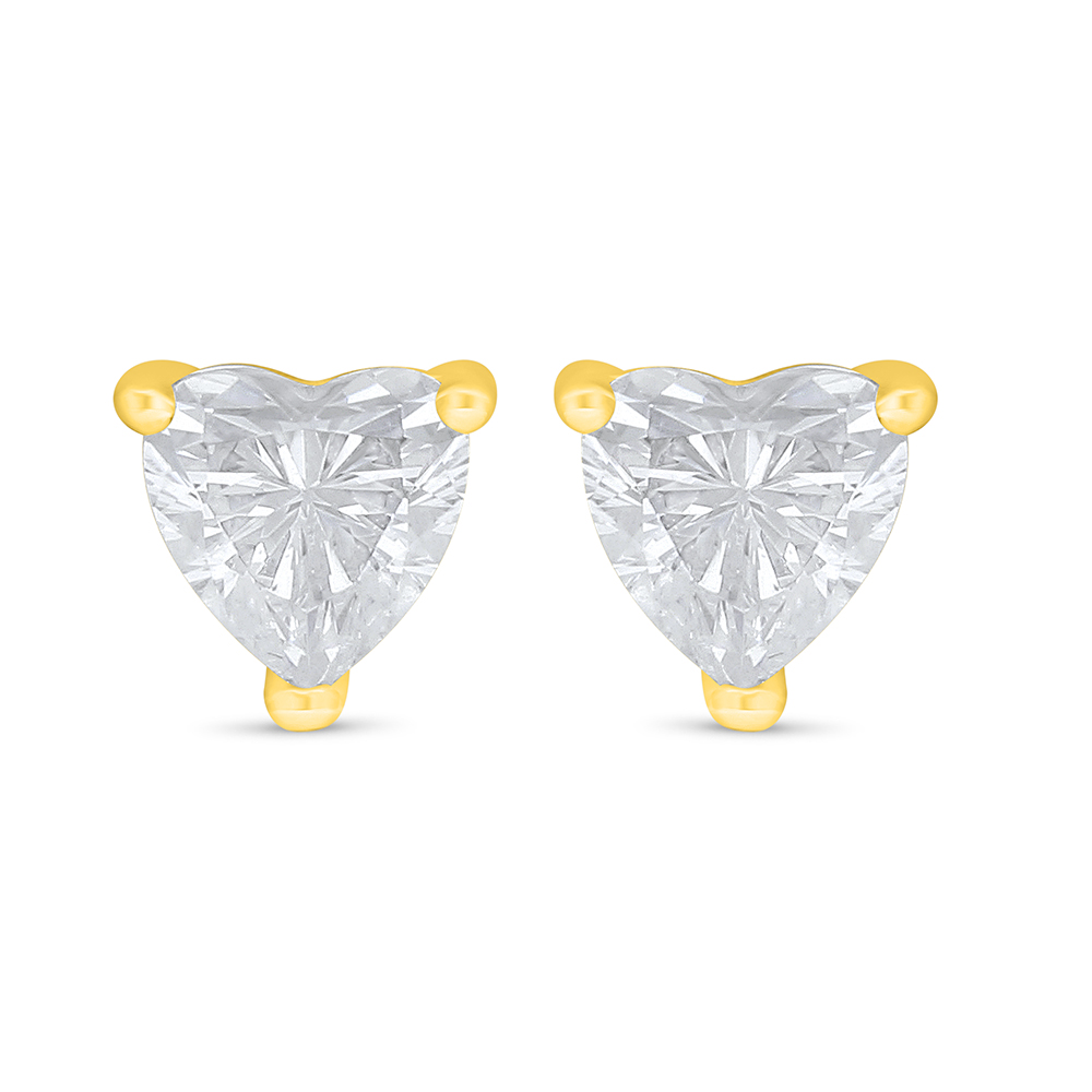 Sterling Silver 925 Earring Golden Plated Embedded With White Zircon