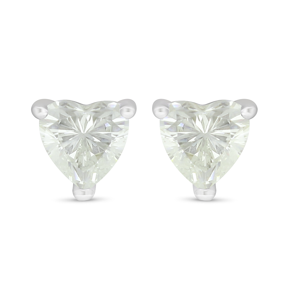 Sterling Silver 925 Earring Rhodium Plated Embedded With Yellow Diamond 