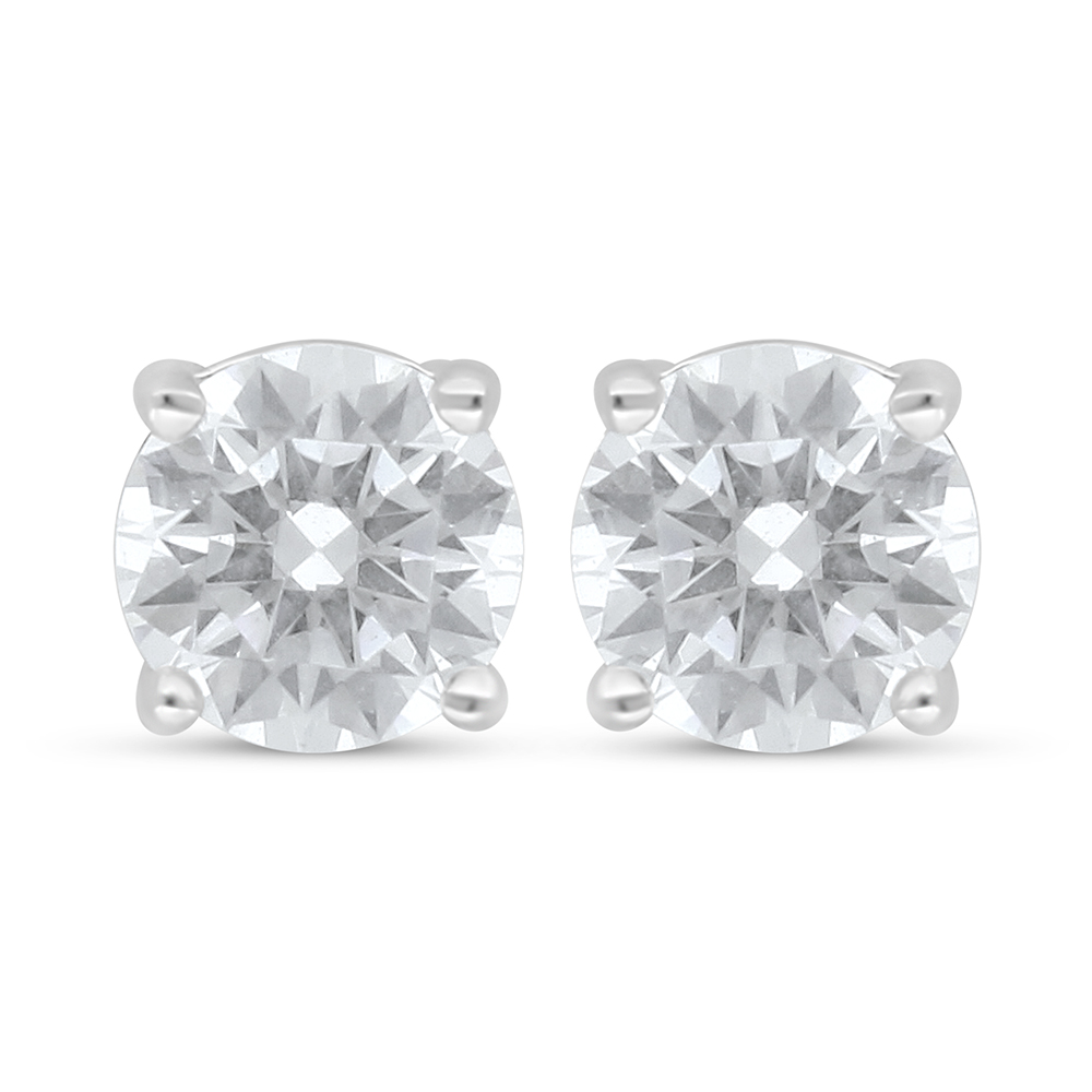 Sterling Silver 925 Earring Rhodium Plated Embedded With White Zircon